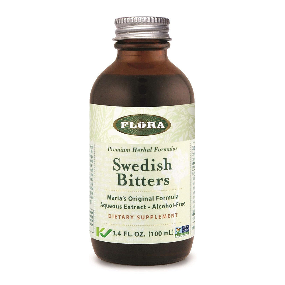 Flora Premium Herbal Swedish Bitters for Digestion, Alcohol Free, 3.4 Oz